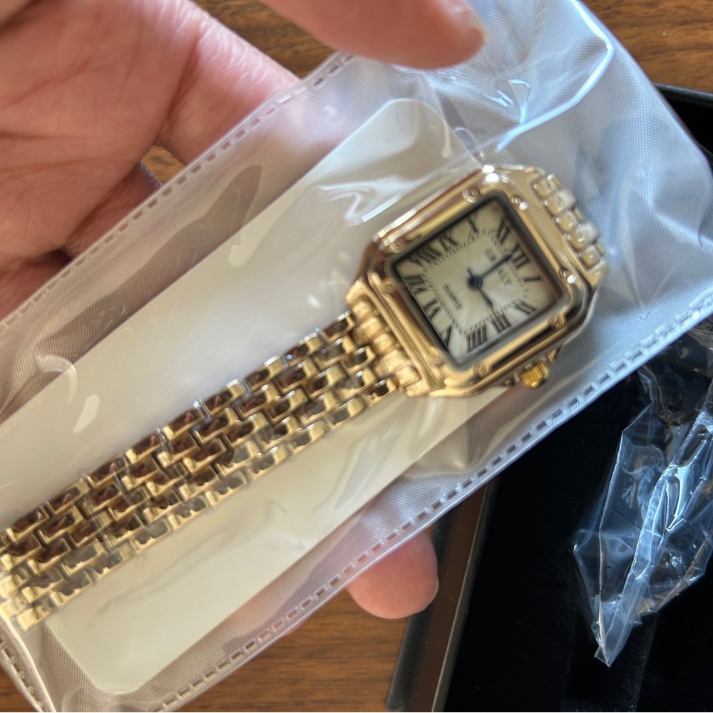 Gold Tone Square Face Bracelet Watch